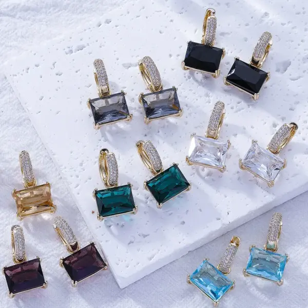 Wholesale 1 Pair Casual Sweet Korean Style Geometric Inlay Copper Zircon Gold Plated Drop Earrings