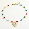 Wholesale Fresh Sweet 18K Gold Plated Stainless Steel Heart Shaped Pendant Beaded Necklace Jewelry For Women Classic Cute Queen Style