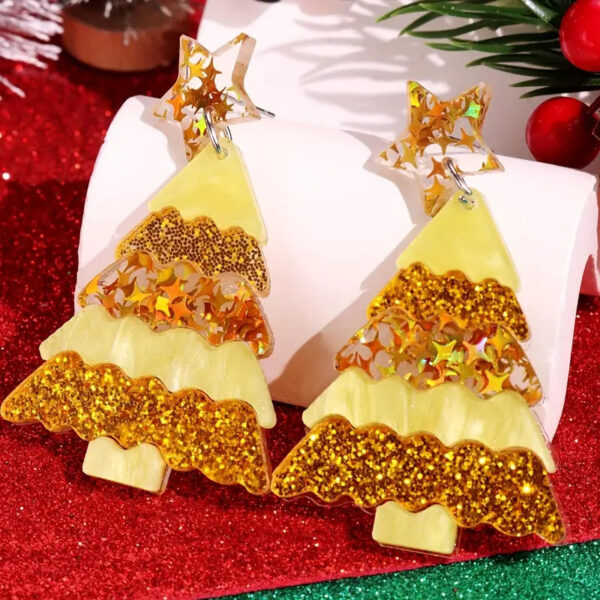 oly-c819ce9d9a92917b4f5c6431887b23cc Wholesale Christmas acrylic earrings accessories Europe and the United States cross-border new Christmas tree stitching cartoon earrings earrings