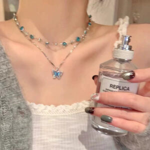 Layer butterfly necklace x3929