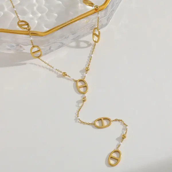 Geometric Star Stainless Steel 18K Gold Plated Zirconia Multi-Pendent Necklace Dual-Layer Bracelet Jewelry Set For Women