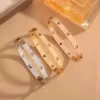 Wholesale PVD Coated 18K Real Gold Plated Star 304 Stainless Steel Simple Style Plating Hollow Out Bangle