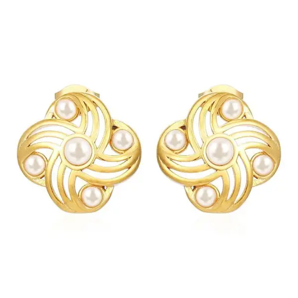 Wholesale 304 Stainless Steel Geometric Electroplated 18K Real Gold Plated Casual Elegant Simple Style Waterproof Non Tarnish Plating Earrings