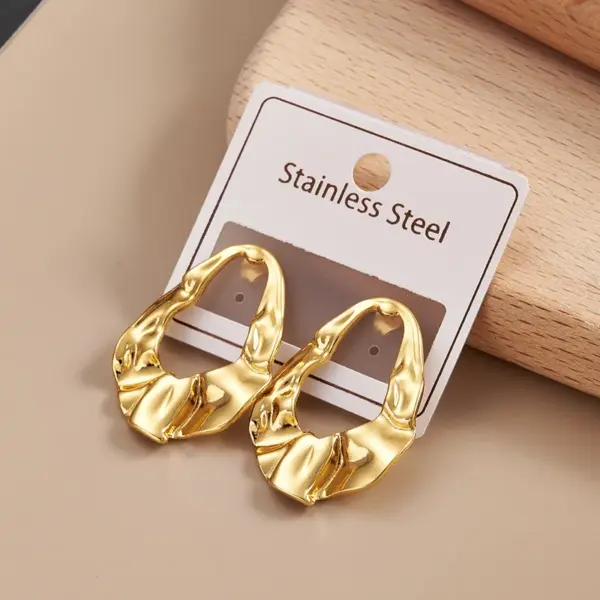 Irregular Heart Shaped Flower Stainless Steel 304 Vacuum Plated Earrings Fashionable Casual Modern Style For Women Daily Wear