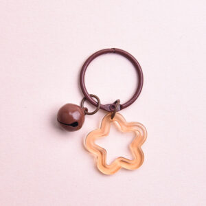 Brown transparent five-pointed star + 3cm clamp ring + 14mm bell