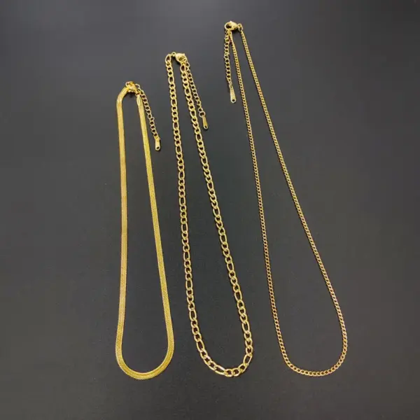 Wholesale Simple Style Solid Color Titanium Steel Plating Gold Plated Layered Necklaces