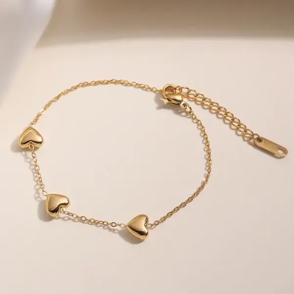 Wholesale Retro Simple Style Heart Shape 304 Stainless Steel Cable Chain Bracelets In Bulk