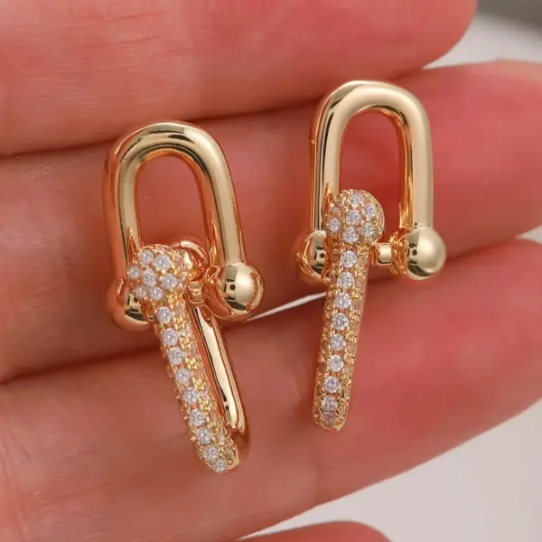 2 Pieces Vintage Style Simple Style Solid Color Plating Inlay Copper Zircon 18K Gold Plated Hoop Earrings
