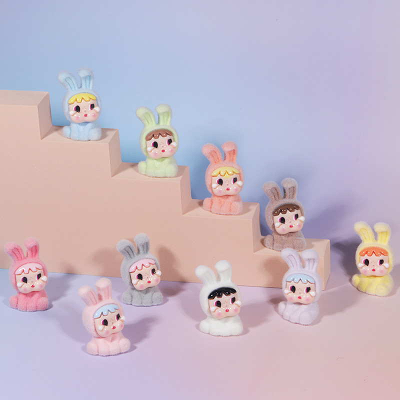 Wholesale Cartoon Resin Flocking Rabbit with Holes Trendy Play Doll Ornaments DIY Beaded Pen Aessories Jewelry Pendant Ornaments
