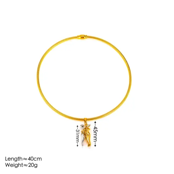 Ion Plating (IP) 18K Gold Plated Human 304 Stainless Steel Cute Simple Style Classic Style Waterproof Non Tarnish 304 Stainless Steel Necklace