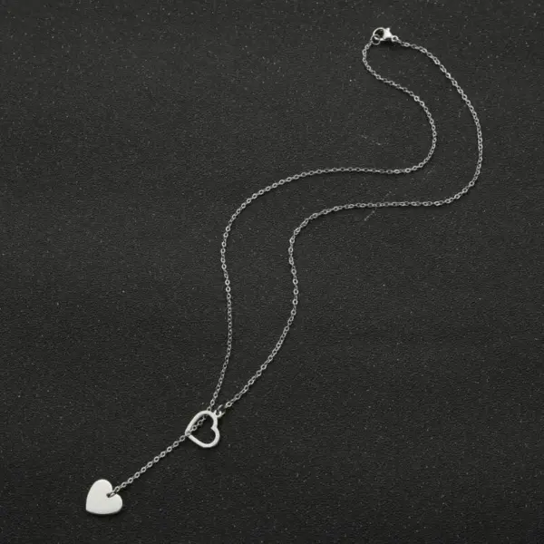 Wholesale PVD Coated 18K Gold Real Gold Plated Heart Shape 201 Stainless Steel Simple Style Waterproof Non Tarnish 201 Stainless Steel Pendant Necklace