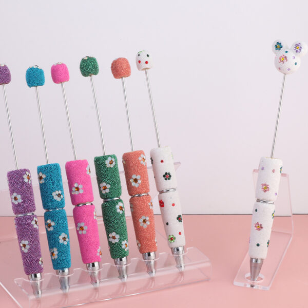 Wholesale Cross-border new creative diy beads beaded pen multicolor ballint pen color cute cartoon pearl pen