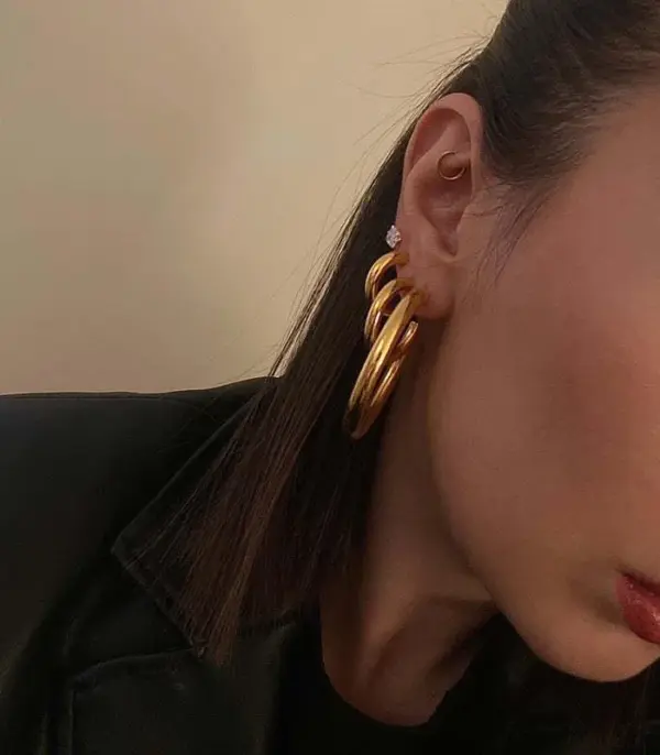 1 Pair Simple Style Solid Color 304 Stainless Steel Gold Plated Stainless Steel Earrings