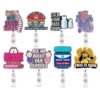 Wholesale Customizable Loose Powder Acrylic DIY Patch Fun Retractable Badge Clip Badge Reel Easy to Pull