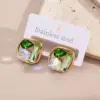 Wholesale PVD Coated Real Gold Plated 18K Gold Square 304 Stainless Steel Casual Elegant Waterproof Non Tarnish Earrings