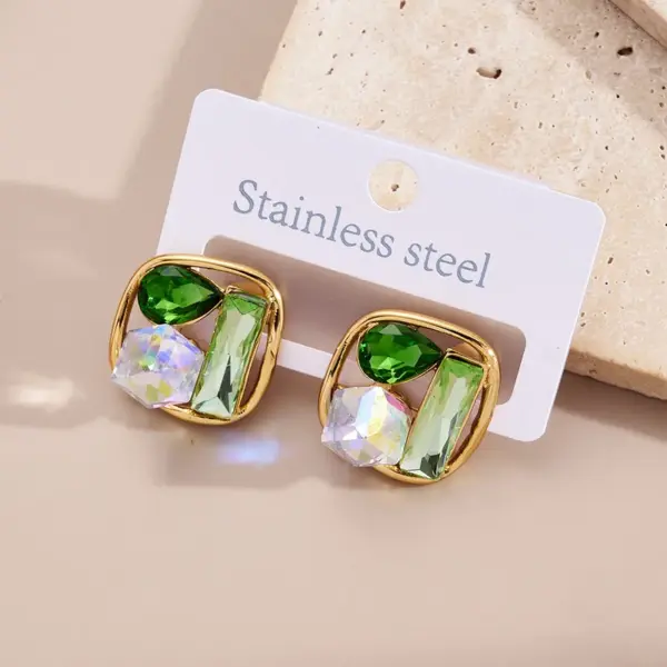 Wholesale PVD Coated Real Gold Plated 18K Gold Square 304 Stainless Steel Casual Elegant Waterproof Non Tarnish Earrings