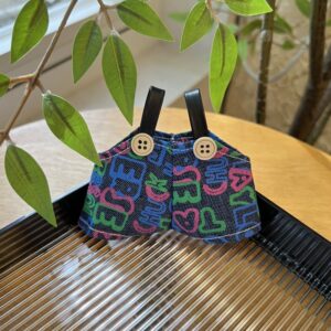 Denim belt overalls-dark blue english letters