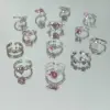 Wholesale Sweet Geometric Heart Shape Bow Knot Copper Plating Inlay Zircon Open Rings