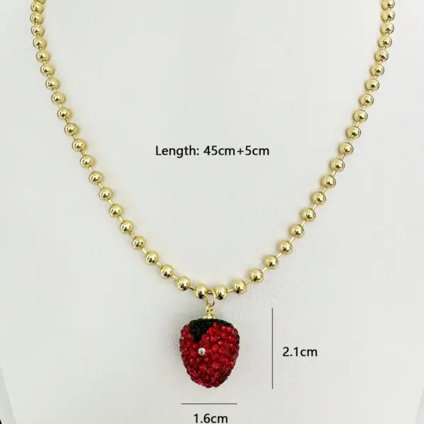 Copper Strawberry Pendant Necklace