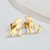 oly-c847e6d0c6a9939f0a9f26266b28021c Wholesale PVD Coated 18K Gold Real Gold Plated Dog 304 Stainless Steel Simple Style Waterproof Non Tarnish Ear Studs