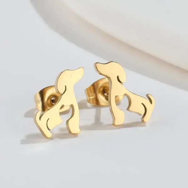 oly-c847e6d0c6a9939f0a9f26266b28021c Wholesale PVD Coated 18K Gold Real Gold Plated Dog 304 Stainless Steel Simple Style Waterproof Non Tarnish Ear Studs