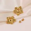 1 Pair Sweet Flower Plating 304 Stainless Steel Imitation Gold Electroplating Ear Studs