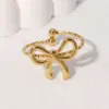 Wholesale Fashionable Small Exquisite Cute Sweet Design Open Stainless Steel Ring Bowknot Flower Shape Gold-plated Non-fading Ring Suitable For Daily Casual Dating