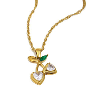 Zircon Cherry Necklace - Gold