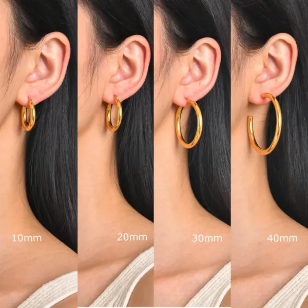 PVD Coated Real Gold Plated Circle 304 Stainless Steel Simple Style Waterproof Non Tarnish Earrings