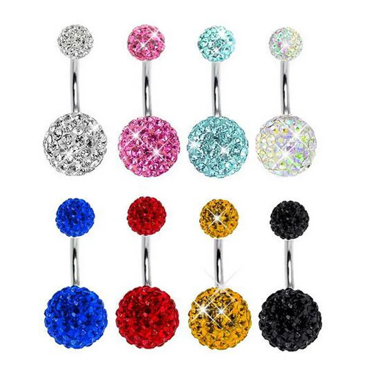 Wholesale Piercing Jewelry Inlaid Soft Ball Stainless Steel Belly Button Umbilical Ring