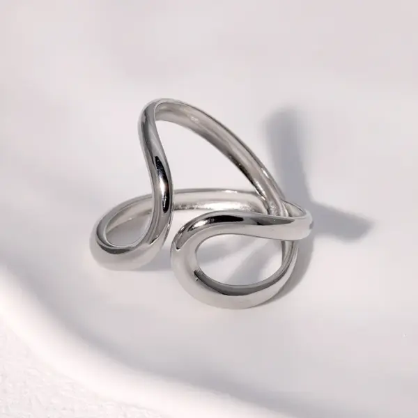 PVD Coated Real Gold Plated 18K Gold Irregular 304 Stainless Steel Modern Style Simple Style IG Style Waterproof Non Tarnish Open Rings