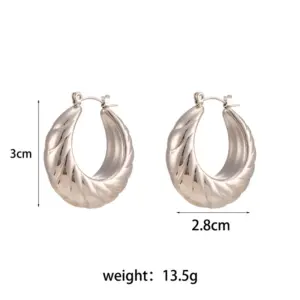30mm Croissant Grain Hollow Ear Ring-Silver