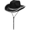 Wholesale Carnival White Silver Edge Sequins Denim Hat Sequins White Beaded Sequins Western Denim Hat Dick Cowboy