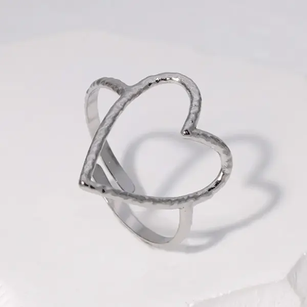 Wholesale Jewelry Sweet Heart Shape 304 Stainless Steel 18K Gold Plated Plating Hollow Out Stainless Steel Rings