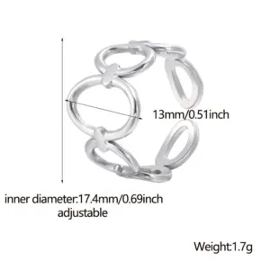 Wholesale PVD Coated Real Gold Plated Oval Solid Color Stainless Steel Fashion Waterproof Non Tarnish Open Ring