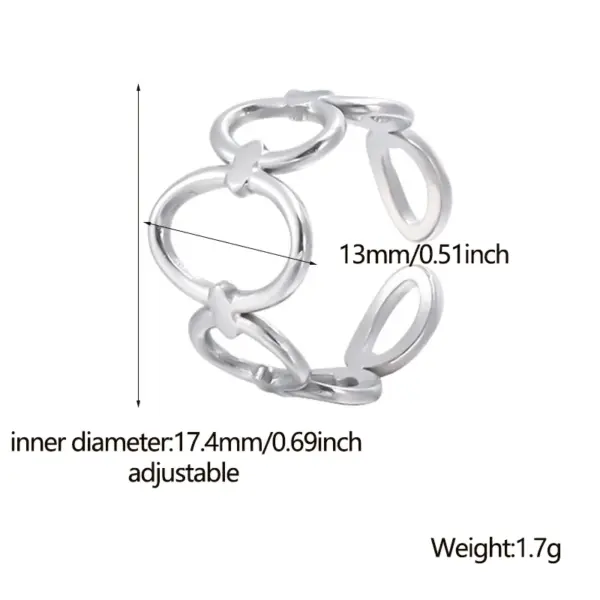 Wholesale PVD Coated Real Gold Plated Oval Solid Color Stainless Steel Fashion Waterproof Non Tarnish Open Ring