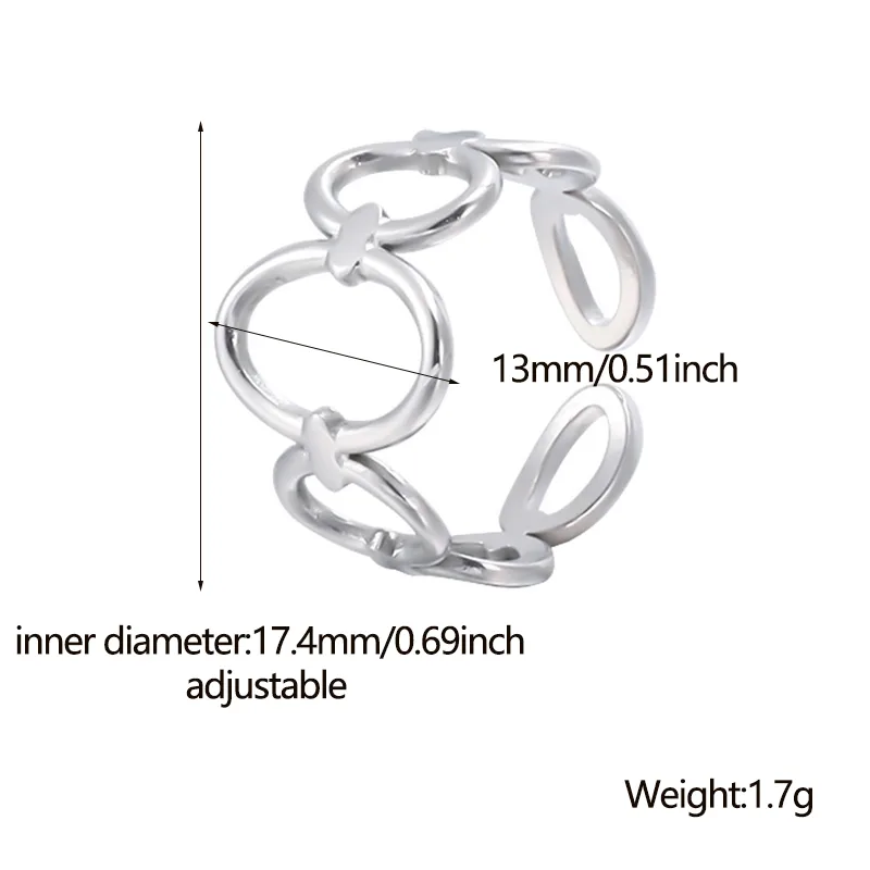 Wholesale PVD Coated Real Gold Plated Oval Solid Color Stainless Steel Fashion Waterproof Non Tarnish Open Ring