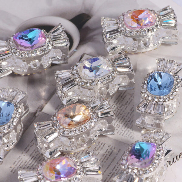Wholesale Alloy Candy 3D Rhinestone DIY Straight Hole Beads