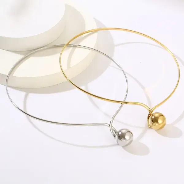 Wholesale 304 Stainless Steel Solid Color PVD Coated 18K Real Gold Plated Commute Waterproof Non Tarnish Plating Choker