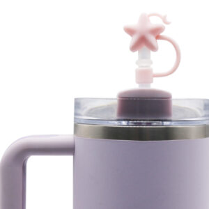 Silicone pink star and moon 8mm / Bag does not include straw