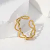 Wholesale PVD Coated Real Gold Plated 18K Gold Heart Shape 304 Stainless Steel Sweet Waterproof Non Tarnish Open Ring