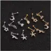 Copper Ear Cartilage Rings & Studs Pentagram Waterproof Non Tarnish Surgical Steel Women'S