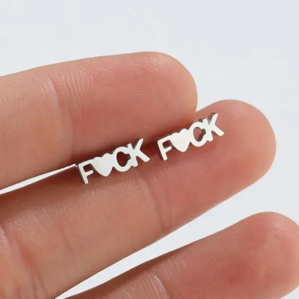 PVD Coated 18K Gold Real Gold Plated Letter 304 Stainless Steel Fashion Waterproof Non Tarnish Ear Studs