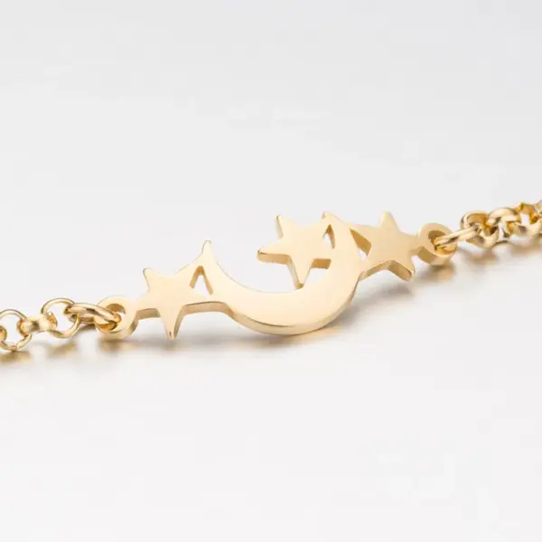 Wholesale PVD Coated 18K Gold Real Gold Plated Star Moon 201 Stainless Steel Fashion Waterproof Non Tarnish 201 Stainless Steel Bracelets