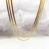 Wholesale PVD Coated Real Gold Plated 14K Gold Rose Gold Plated Solid Color 304 Stainless Steel Casual Vacation Classic Style Waterproof Non Tarnish 304 Stainless Steel Layered Necklaces