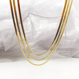 Wholesale PVD Coated Real Gold Plated 14K Gold Rose Gold Plated Solid Color 304 Stainless Steel Casual Vacation Classic Style Waterproof Non Tarnish 304 Stainless Steel Layered Necklaces