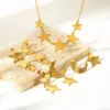 Wholesale PVD Coated Real Gold Plated 18K Gold Star Moon 304 Stainless Steel IG Style Nordic Style African Style Waterproof Non Tarnish 304 Stainless Steel Lobster Trigger Clasp Closure Pendant Necklace