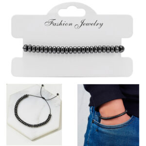 Wholesale Simple Temperament Versatile Geometric Bracelet Creative Love Flat Beads Black Gallstone Hand-Woven Adjustable Bracelet