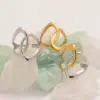 Wholesale Summer Ladies' 18K Gold Plated Stainless Steel Geometric Hollow Out Open Ring Adjustable Size Vacuum Electroplating Jewelry Accessory