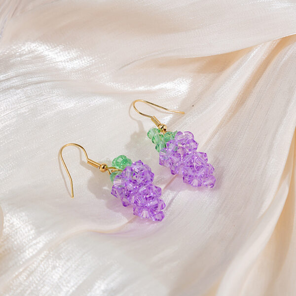 oly-c88a976584e8d76b2d23963f5261398d Wholesale Ins Spring/Summer Colored Flower Earrings Hand-made Crystal Beaded Woven Pineapple Red Cherry Long All-match Stud Earrings